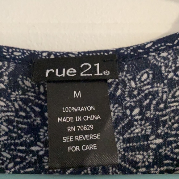 Navy Blue & White Boho Flowy Long Sleeve Romper - Picture 5 of 7